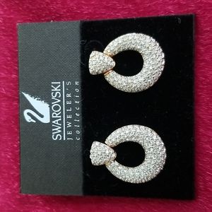 Swarovski Crystal Door Knocker Design Pierced Vintage Earrings